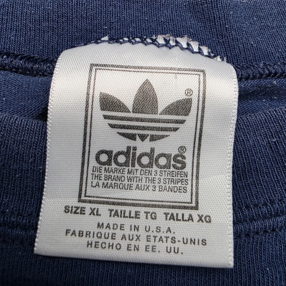 Vintage 90s Adidas Trefoil T-Shirt Mens XL Navy Blue Made In USA Double Sided